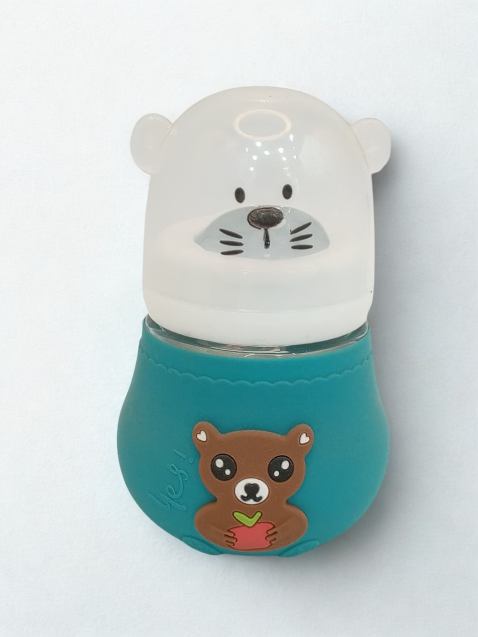Baby Glass Feeder Bottle Teddy Bear Imported with Silicone Cover in 120ml Baby Shaark