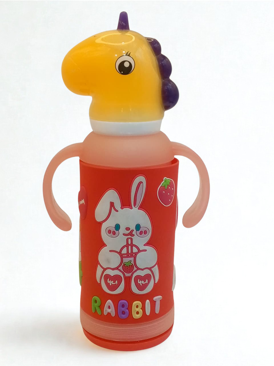 Baby Feeder Bottle Imported with Yellow Unique Horse Cap and Red Silicone Cover Baby Shaark