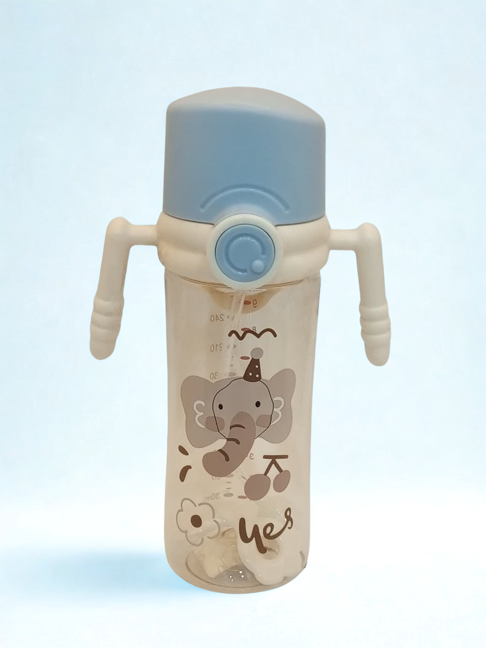 YES Baby Glass Feeders Bottle Light Blue 240ml Imported for Kids Baby Shaark