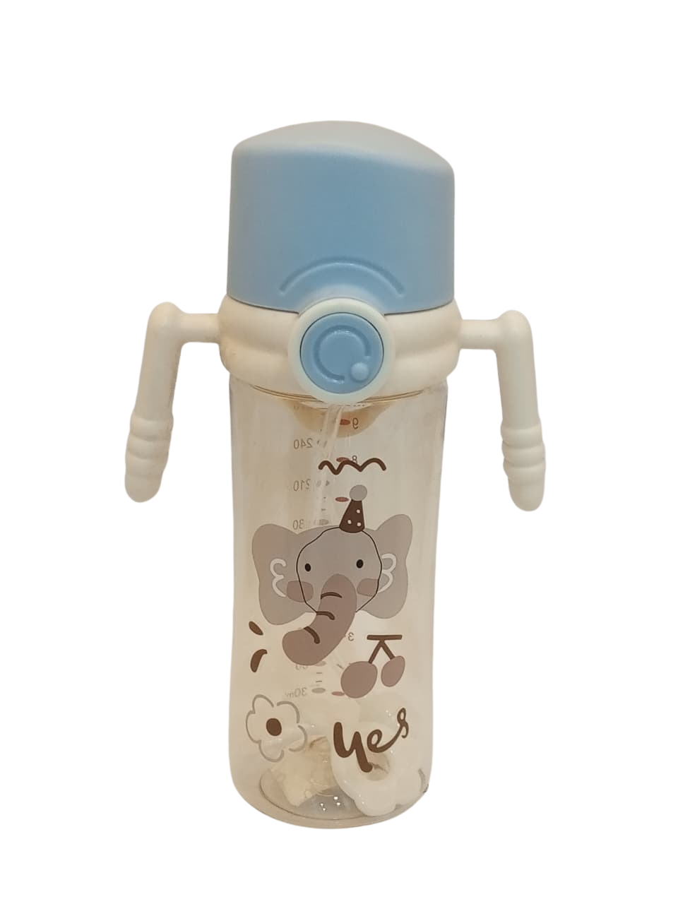 YES Baby Glass Feeders Bottle Light Blue 240ml Imported for Kids Baby Shaark