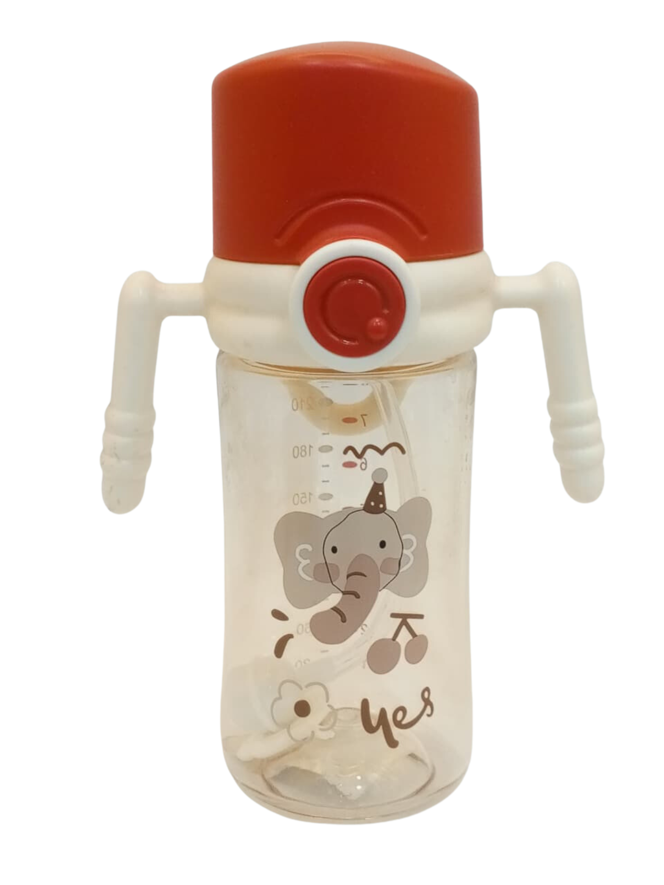 YES Baby Glass Feeders Bottle RED 240ml Imported for Kids Baby Shaark