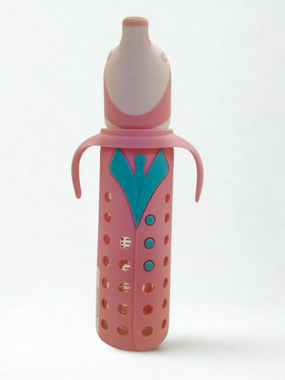 Baby Glass Feeders Bottle 240ml 8oz Narrow Neck Teat Imported With Pink Silicone Cover for Kids Baby Shaark