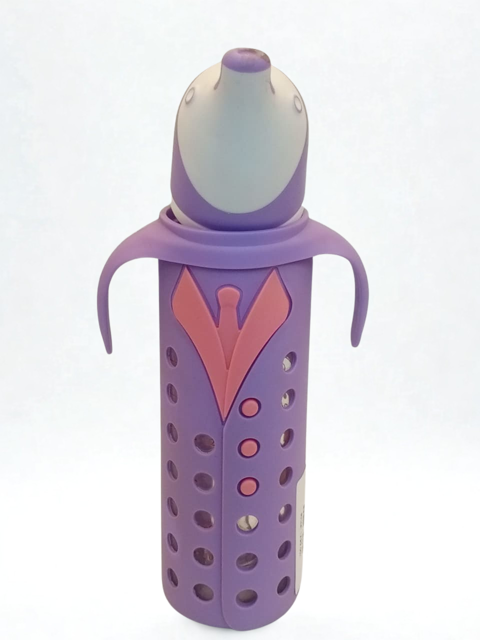 Baby Glass Feeders Bottle 240ml 8oz Narrow Neck Teat Imported With Purple Silicone Cover for Kids Baby Shaark