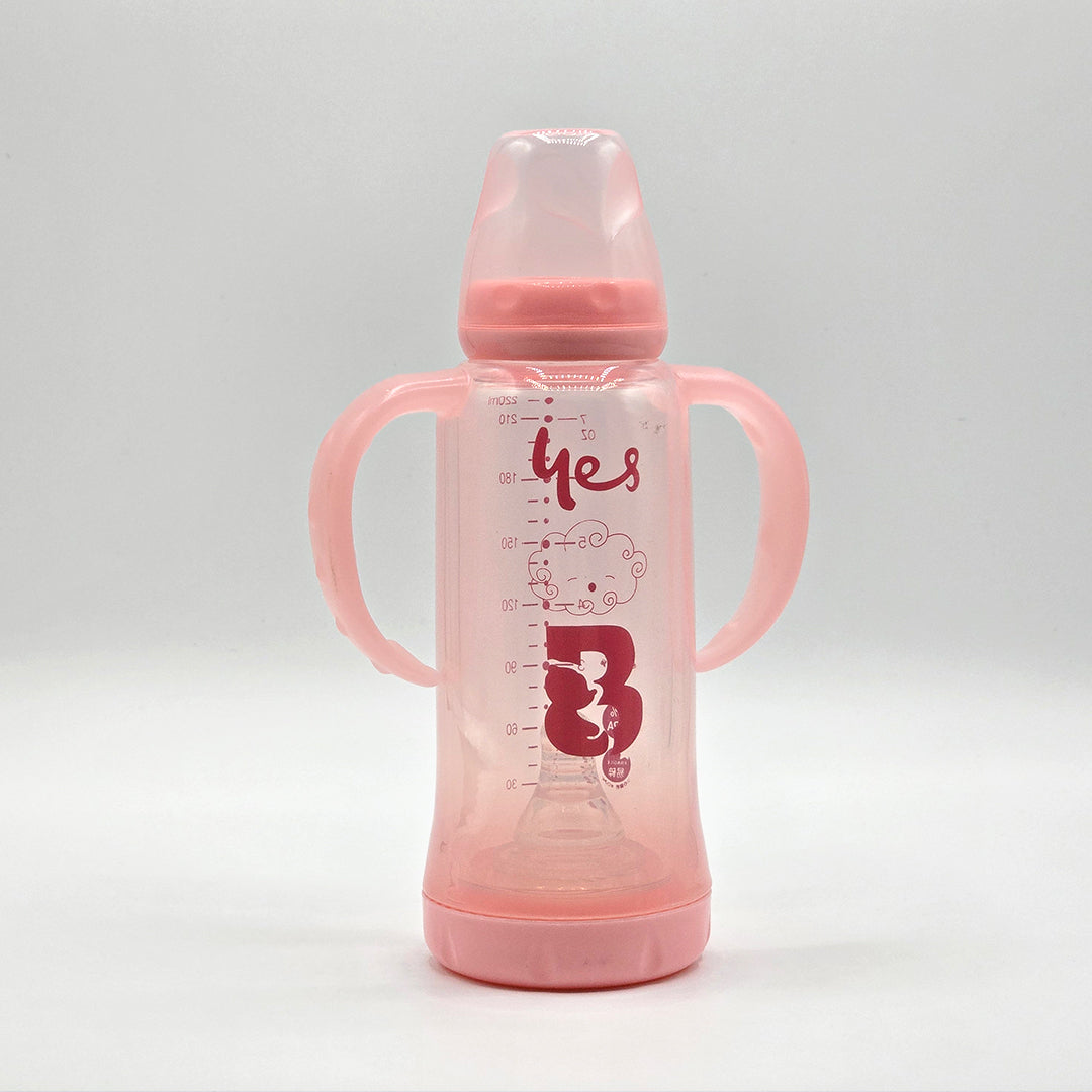 YES Baby Feeders Glass Bottle 220ml Imported with handles & Cap for Kids Baby Shaark