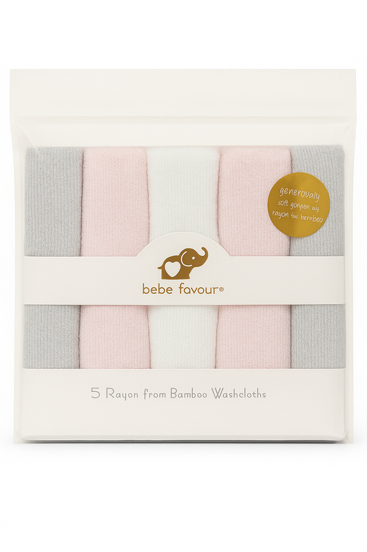 Baby Washcloths 5-Pack Rayon from Bamboo – Soft & Gentle