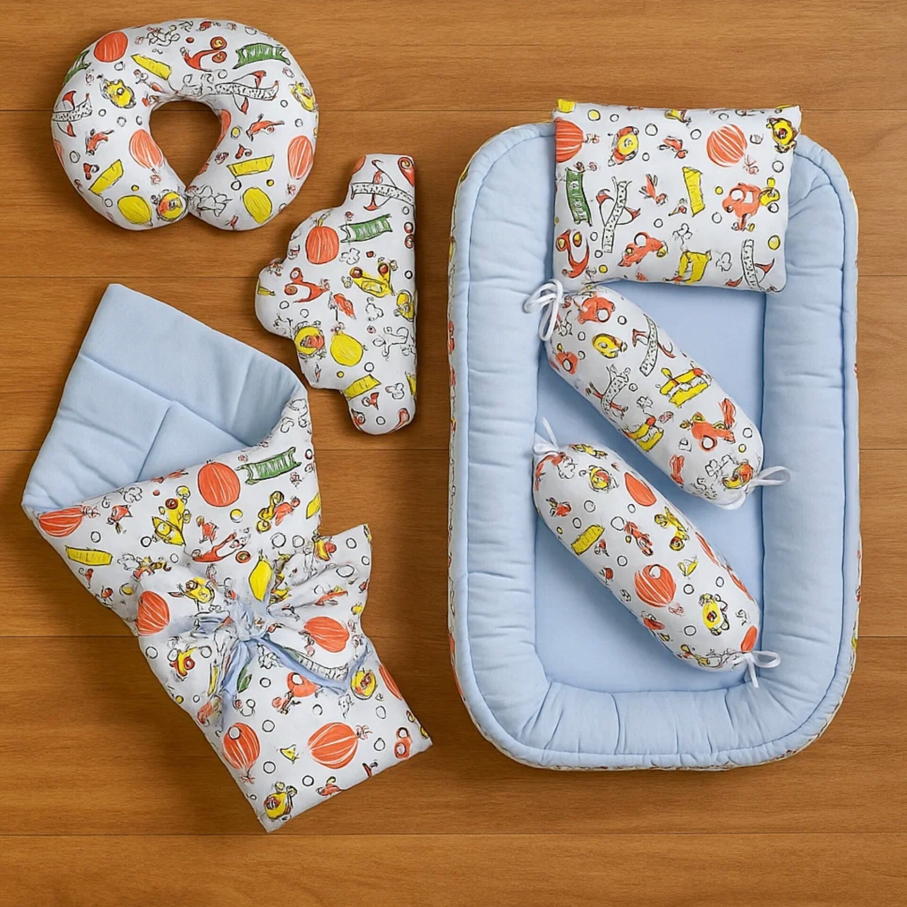 Velvet  Bedding Bed -Blue- 7 Pieces