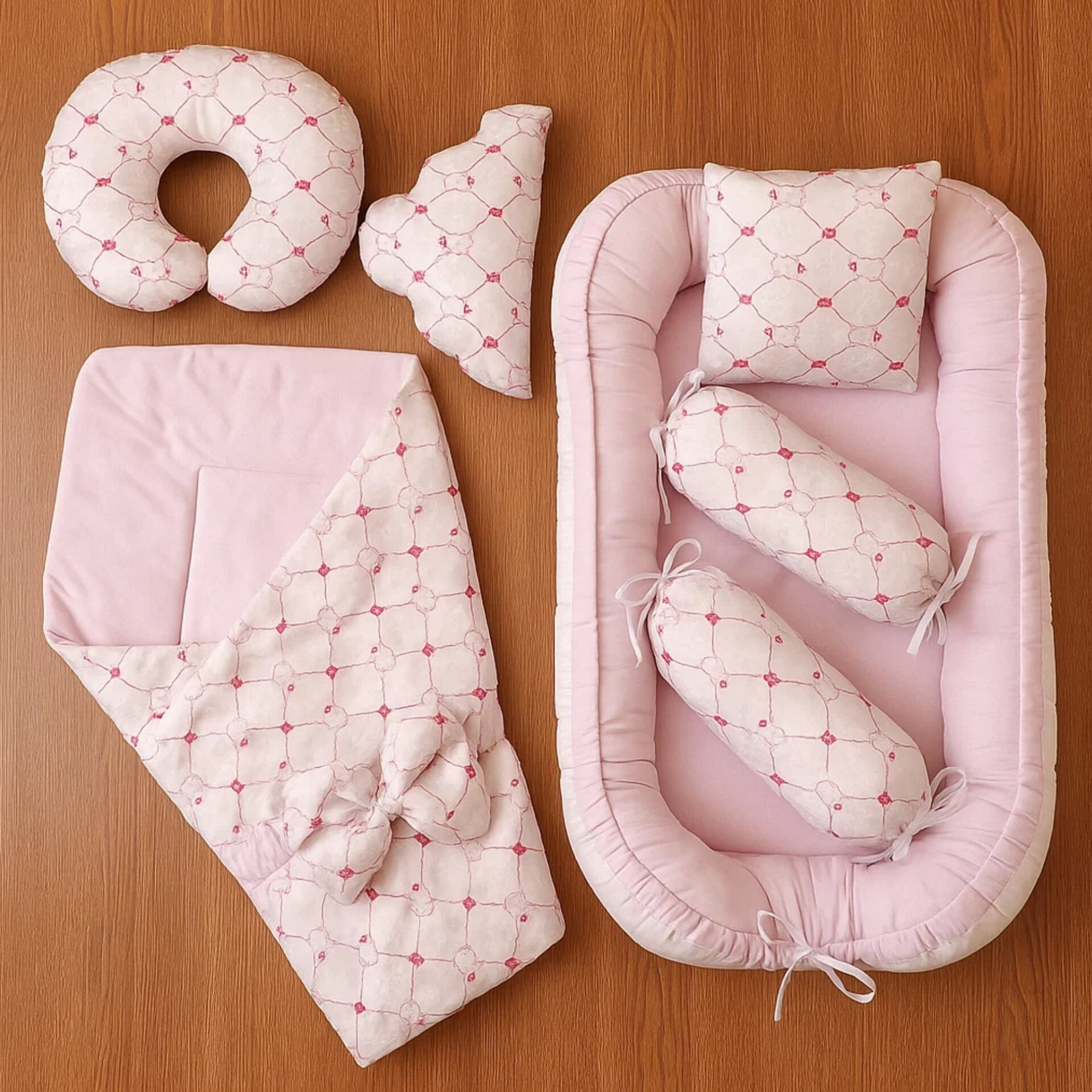 Velvet - 7 Pieces - Bedding Bed -Pink