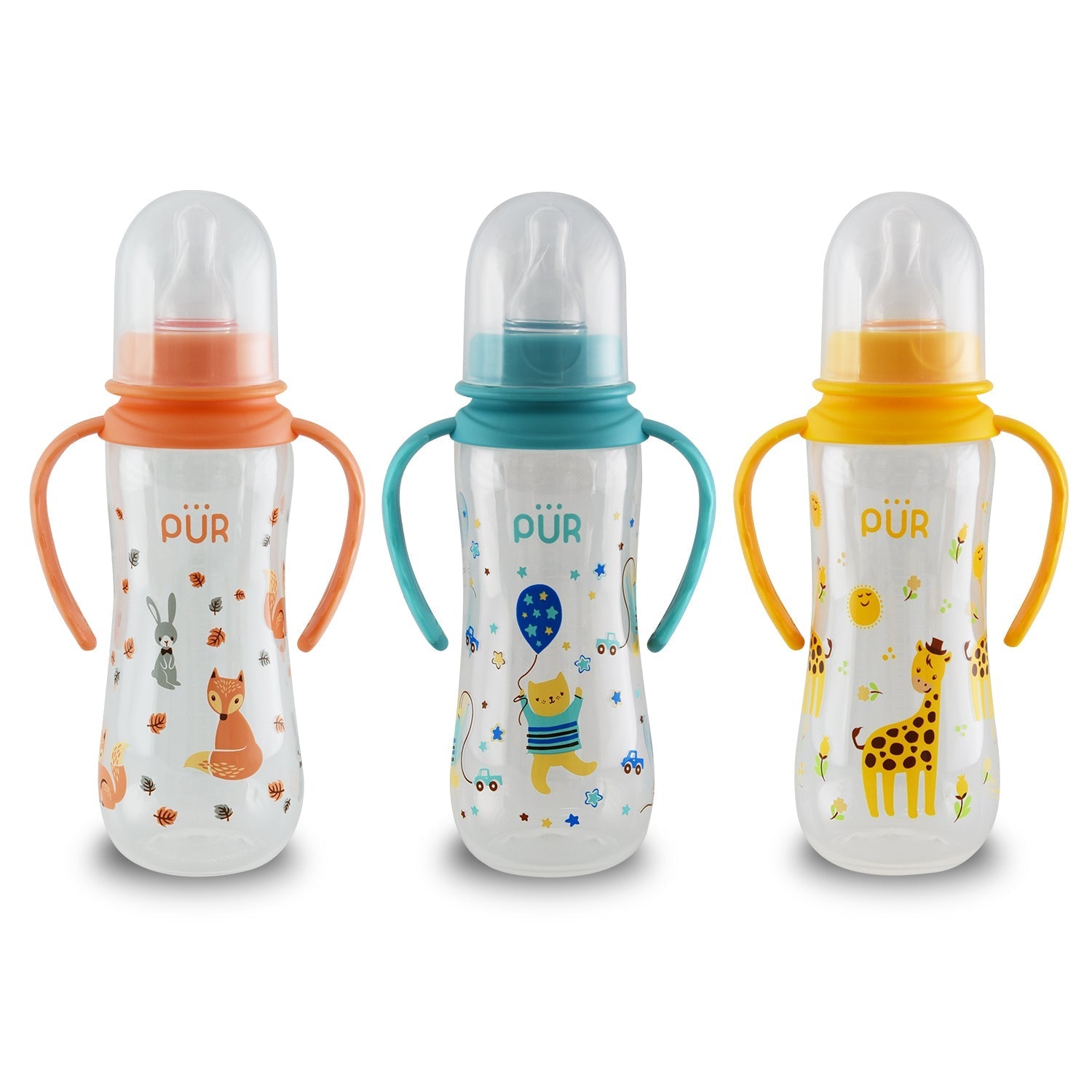 PUR Classic Round Bottle with Handle 9oz/250 ml. Pink Baby Shaark